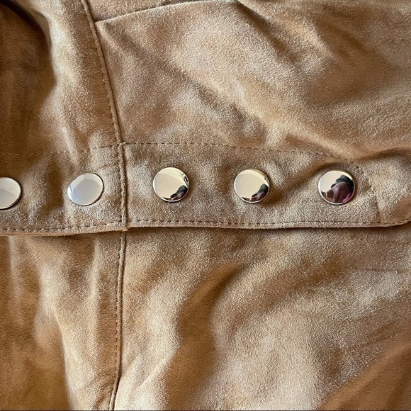 BA&SH Liam Belted Goat Suede Button Fly Shorts Camel Brown Size 1 US S/4 - Picture 13 of 15